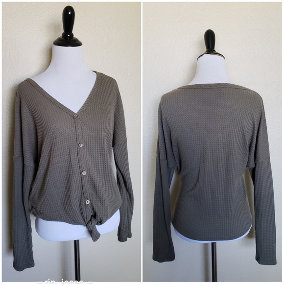 love marks Tops - 5 for $25 olive green button down tie up top